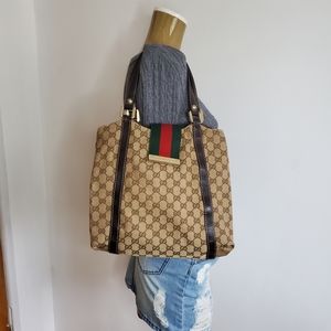 GUCCI GG Canvas New Ladies Web Tote Bag